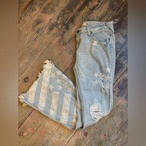 Free People Stars & Stripes Flair Jeans